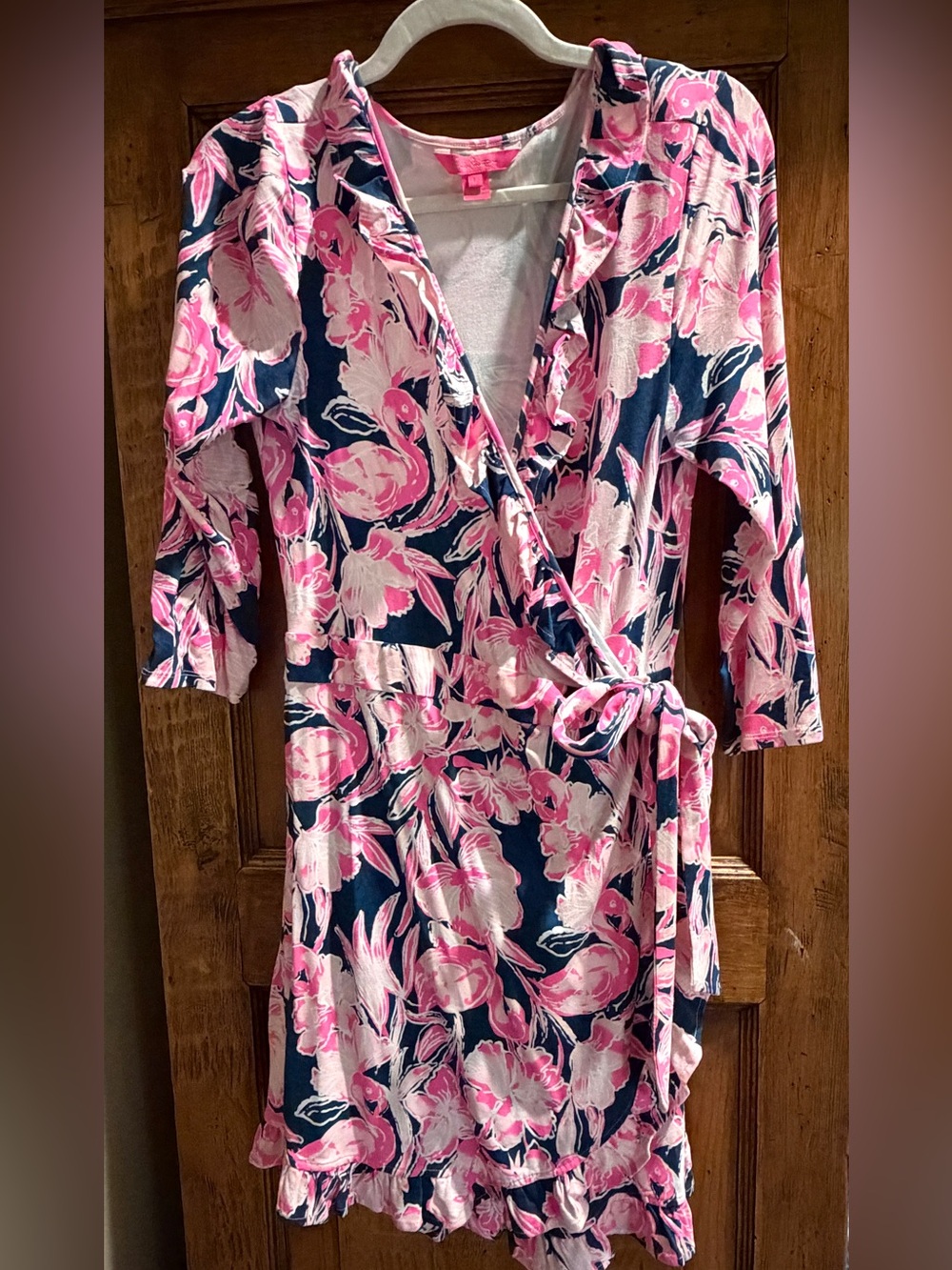 Lilly Pulitzer Navy Wrap Jumpsuit with Pink Floral Print